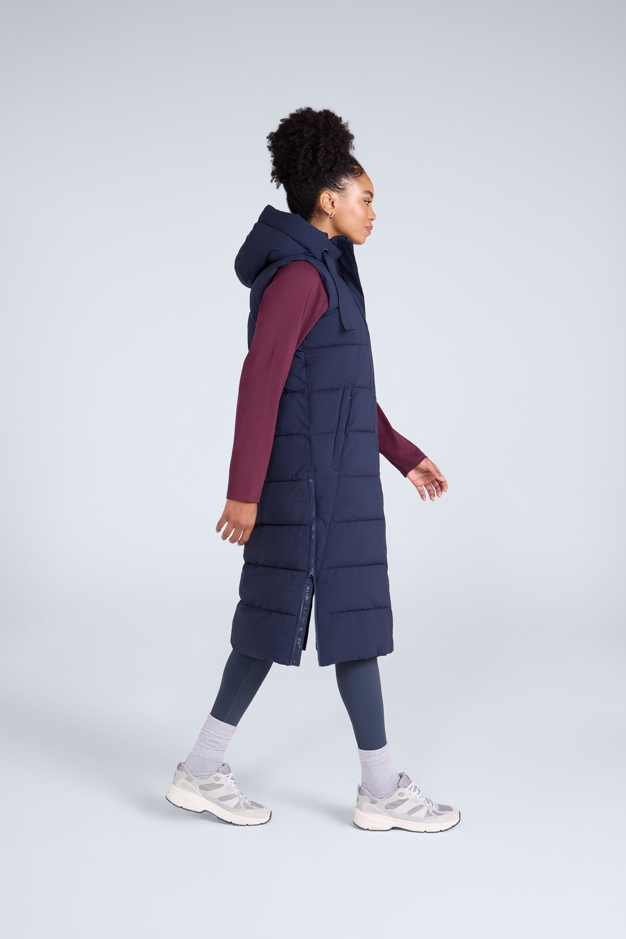 Animal Animal Women's 'Comfort Zone' Water Resistant PFC Free Hooded Padded Longline Gilet in Navy - 3