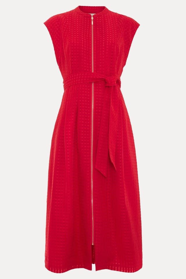 Phase Eight Phase Eight Women's Elvira Zip Front Midi Dress in Red - 2
