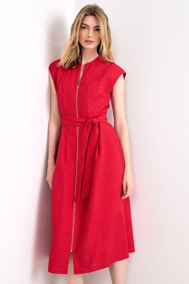 Phase Eight Phase Eight Women's Elvira Zip Front Midi Dress in Red - 3