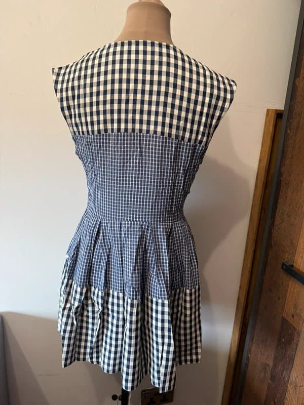 ASOS Design neck mini fit and flare dress in contrast navy gingham mix print size 10