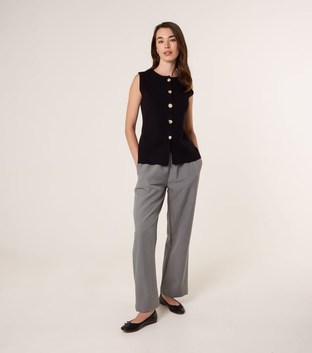 Blue Vanilla Women's Black Knit Tailored Waistcoat Blue Vanilla New Look - 2