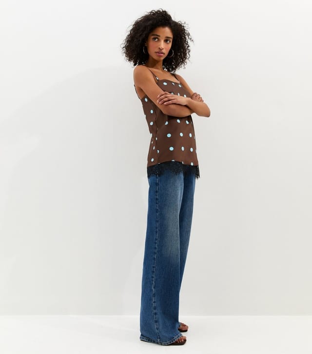 New Look Women's Brown Polka Dot Longline Cami Top New Look - 3