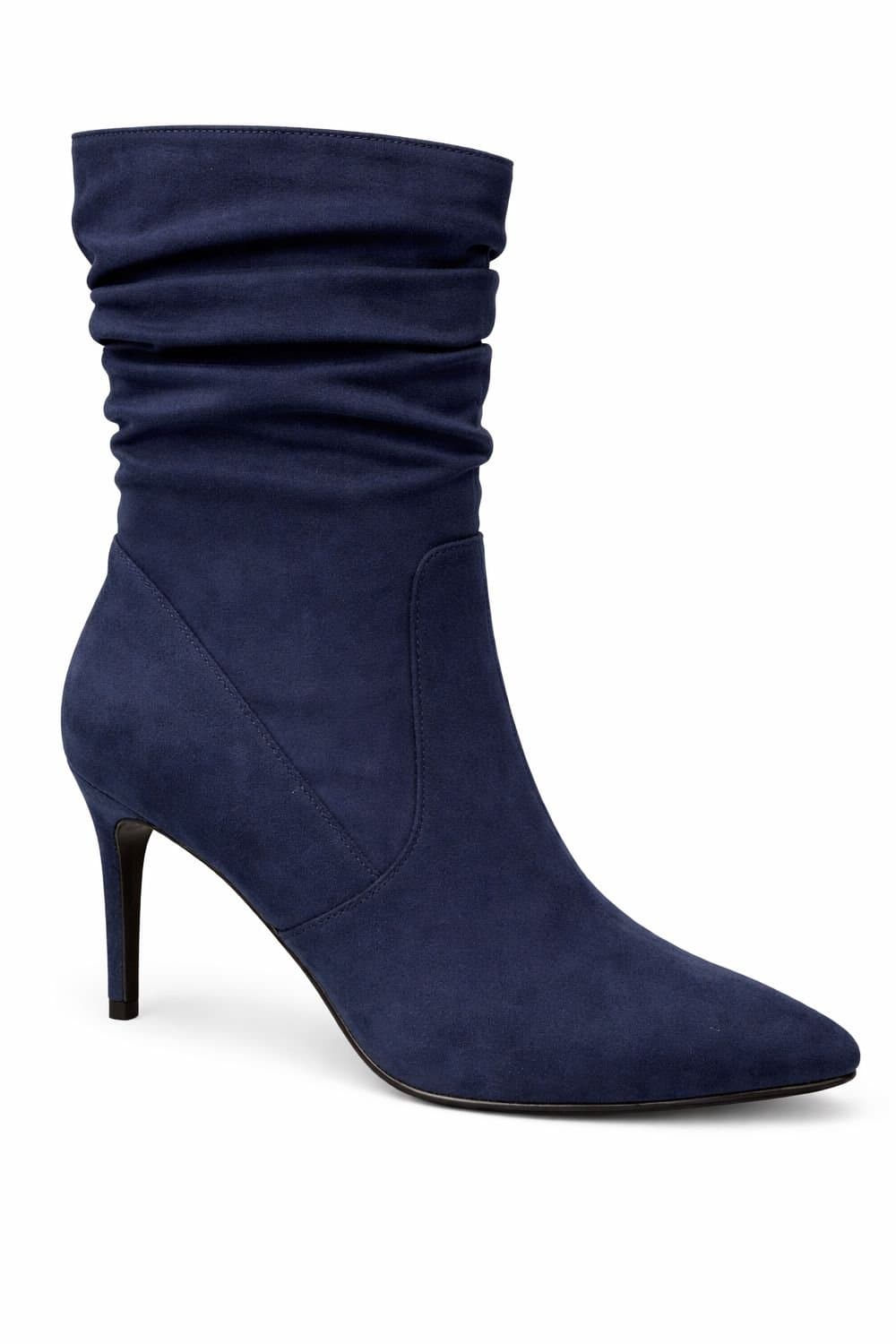 Spot On Spot On Women's Slouch Stiletto Heel Ankle Boots with Pointed Toe in Navy