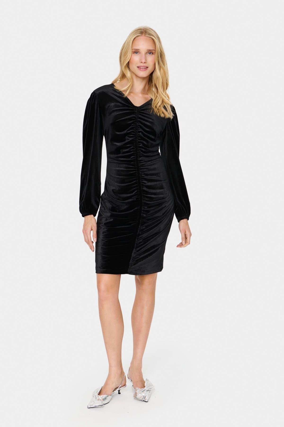 Saint Tropez Saint Tropez Charcoal Velvet V-neck Cocktail Dress