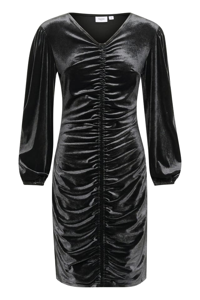 Saint Tropez Saint Tropez Women's HebaSZ Cocktail Dress Velvet V-neck in Charcoal - 2