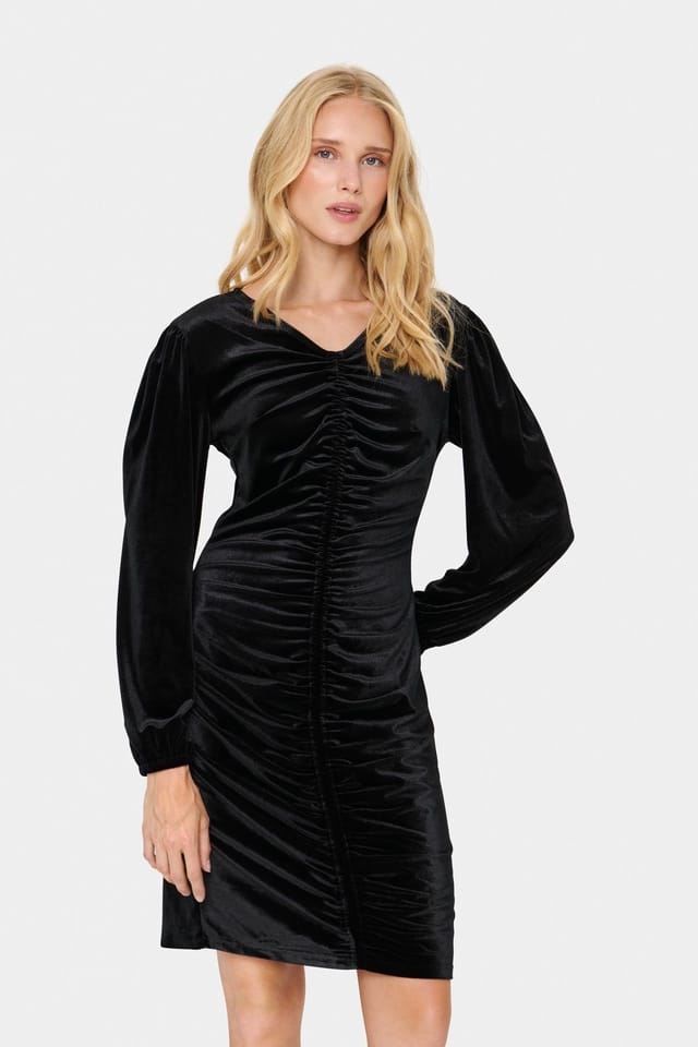 Saint Tropez Saint Tropez Women's HebaSZ Cocktail Dress Velvet V-neck in Charcoal - 3