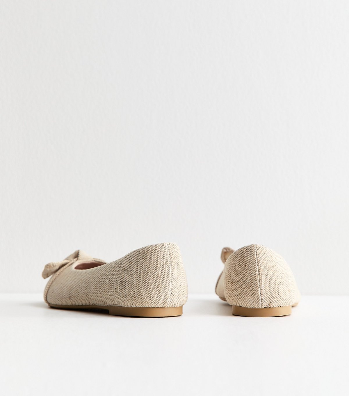 New Look Women's Wide Fit Off White Bow Applique Pointed Ballerina Flats Vegan New Look - 4