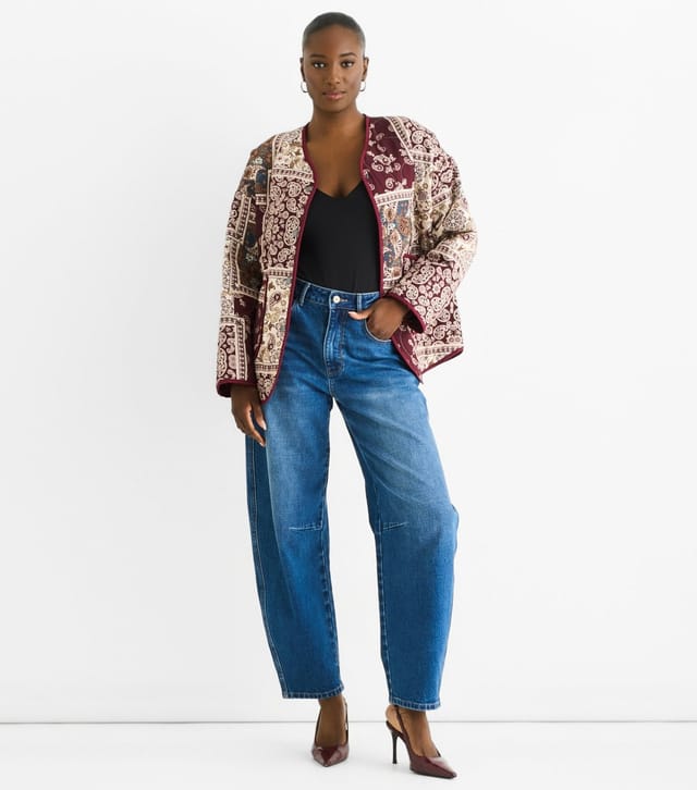 Gini London Women's Burgundy Tile Pattern Lightweight Jacket Gini London New Look - 3