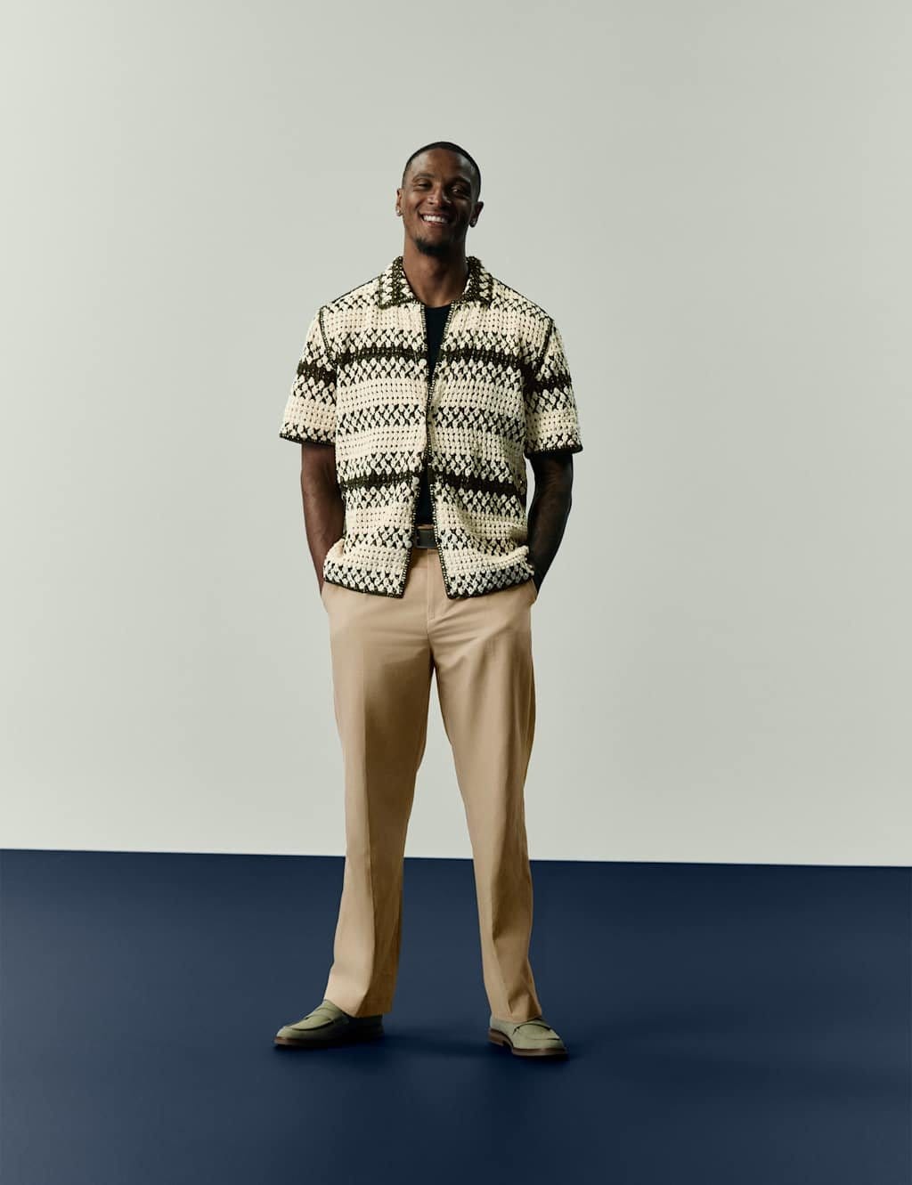 M&S Sand Regular Fit Smart Stretch Trousers