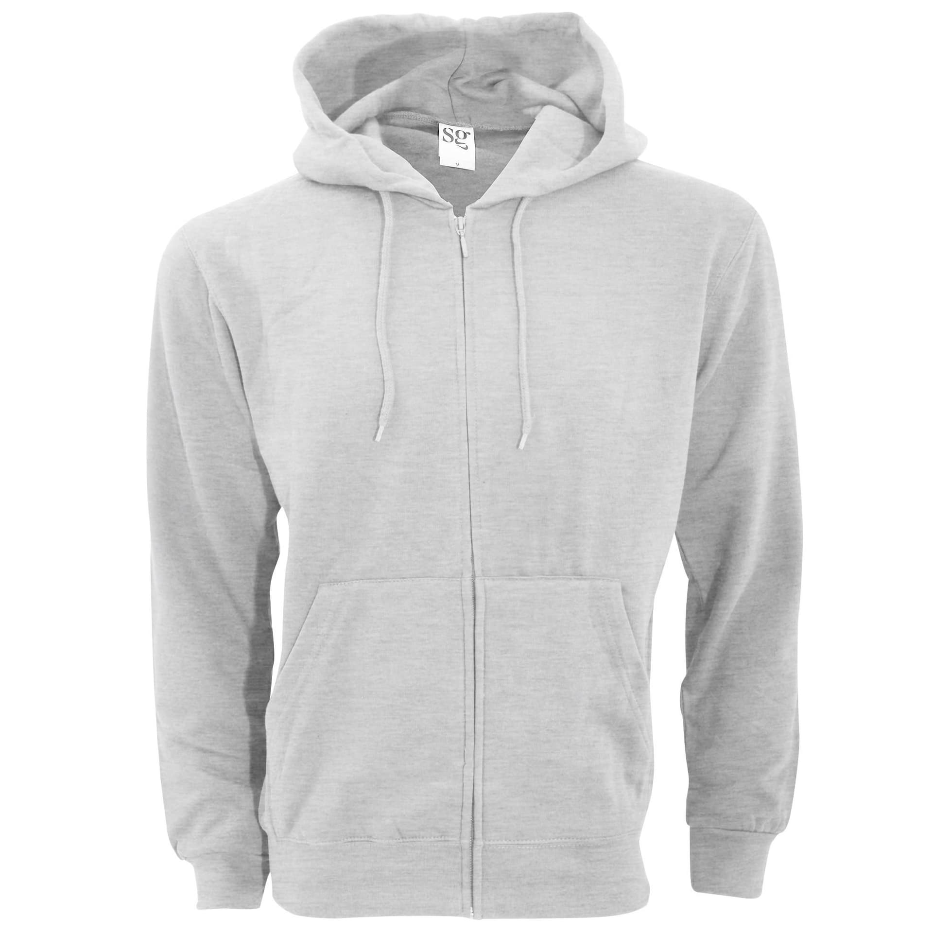 SG SG Men's Plain Full Zip Hooded Sweatshirt in Light Grey