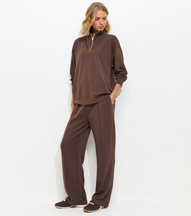 New Look Women's Premium Dark Brown Quarter Zip Sweatshirt New Look - 3