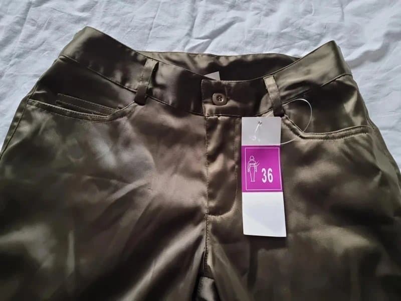 Carbon New Ladies Satin Trousers Green Size 6 (36) Capri Length 3/4 Evening Party