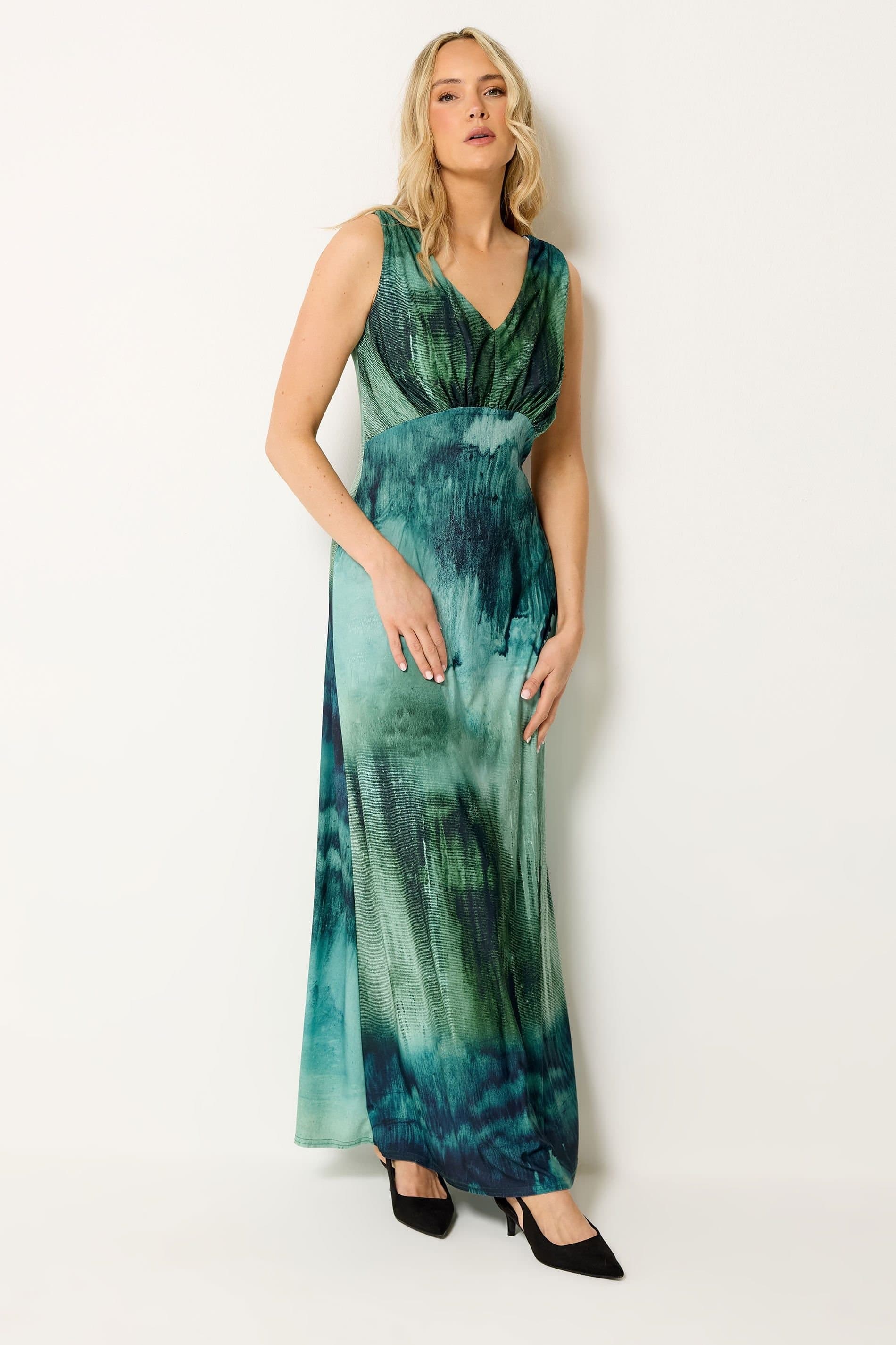 Long Tall Sally Long Tall Sally Women's Tall Abstract Scarf Detail Maxi Dress in Teal