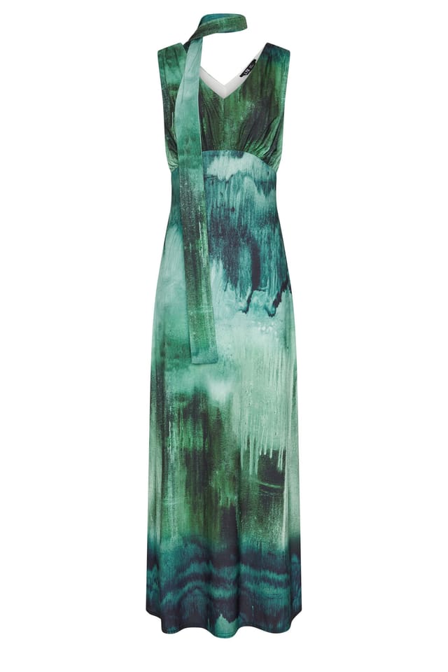 Long Tall Sally Long Tall Sally Women's Tall Abstract Scarf Detail Maxi Dress in Teal - 2