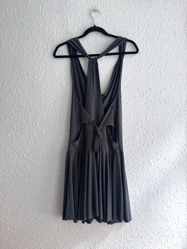 Topshop Women's Vintage Topshop Y2K Charcoal Grey Cowl Neck Backless Mini Dress