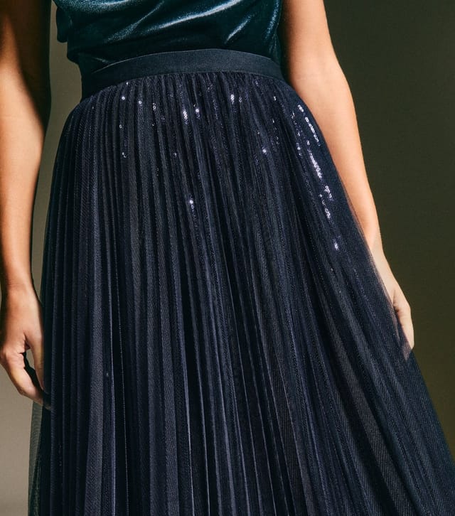 New Look Women's Navy Sequin Tulle Midi Skirt New Look - 3