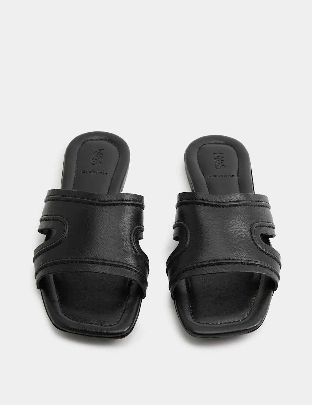 Marks & Spencer M&S Leather Flat Mules Black