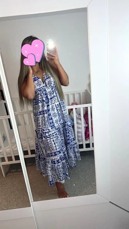 New Look White printed halter tie strap maxi dress