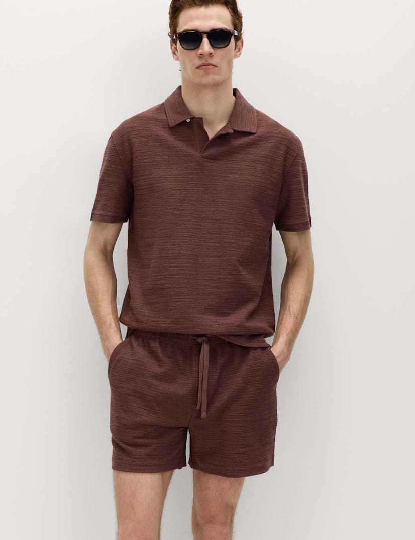 Marks & Spencer M&S Bouclé Cotton Rich Shorts Chestnut - 1
