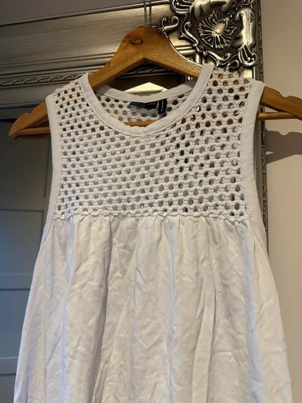 ASOS White midi dress with mesh neckline