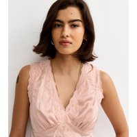 New Look Women's Light Pink Satin Lace Trim Cami Top New Look - 3