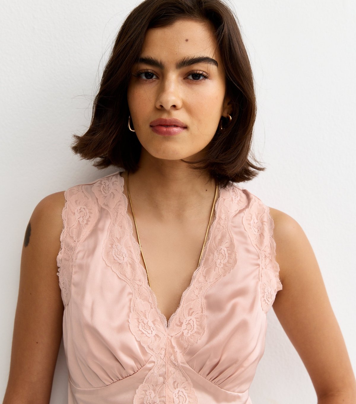 New Look Women's Light Pink Satin Lace Trim Cami Top New Look - 4