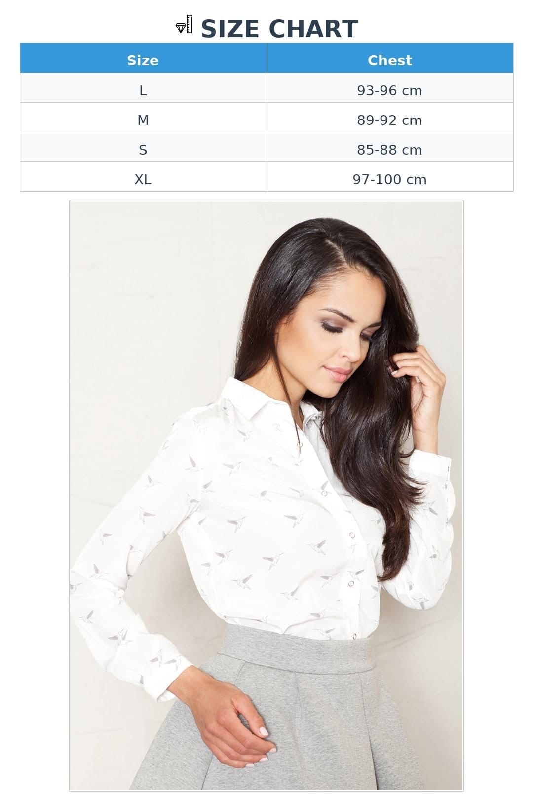 Love Lace Love Lace Women's Elegant Birds Pattern Button Long Sleeve Shirt in White - 4