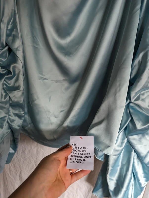 ASOS Brand new with tags ASOS Luxe Curve satin bell sleeve gathered satin top icy blue