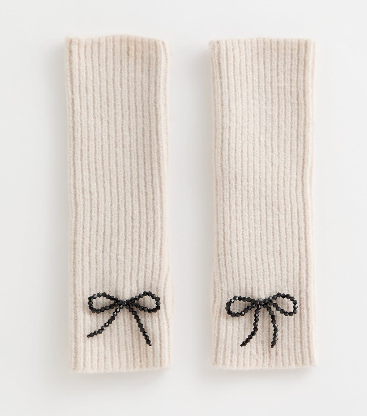 New Look Cream Bow Embellished Arm Warmers New Look