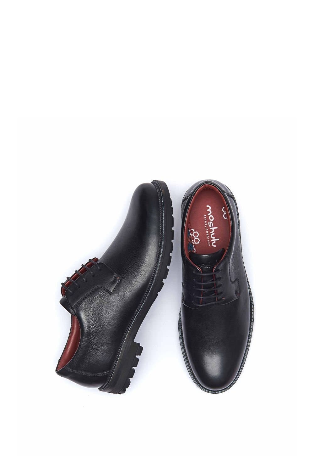 Moshulu Moshulu Black Leather Derby Shoes for Men