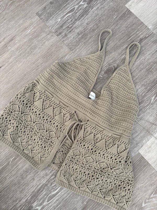 Bershka Green knitted crop top