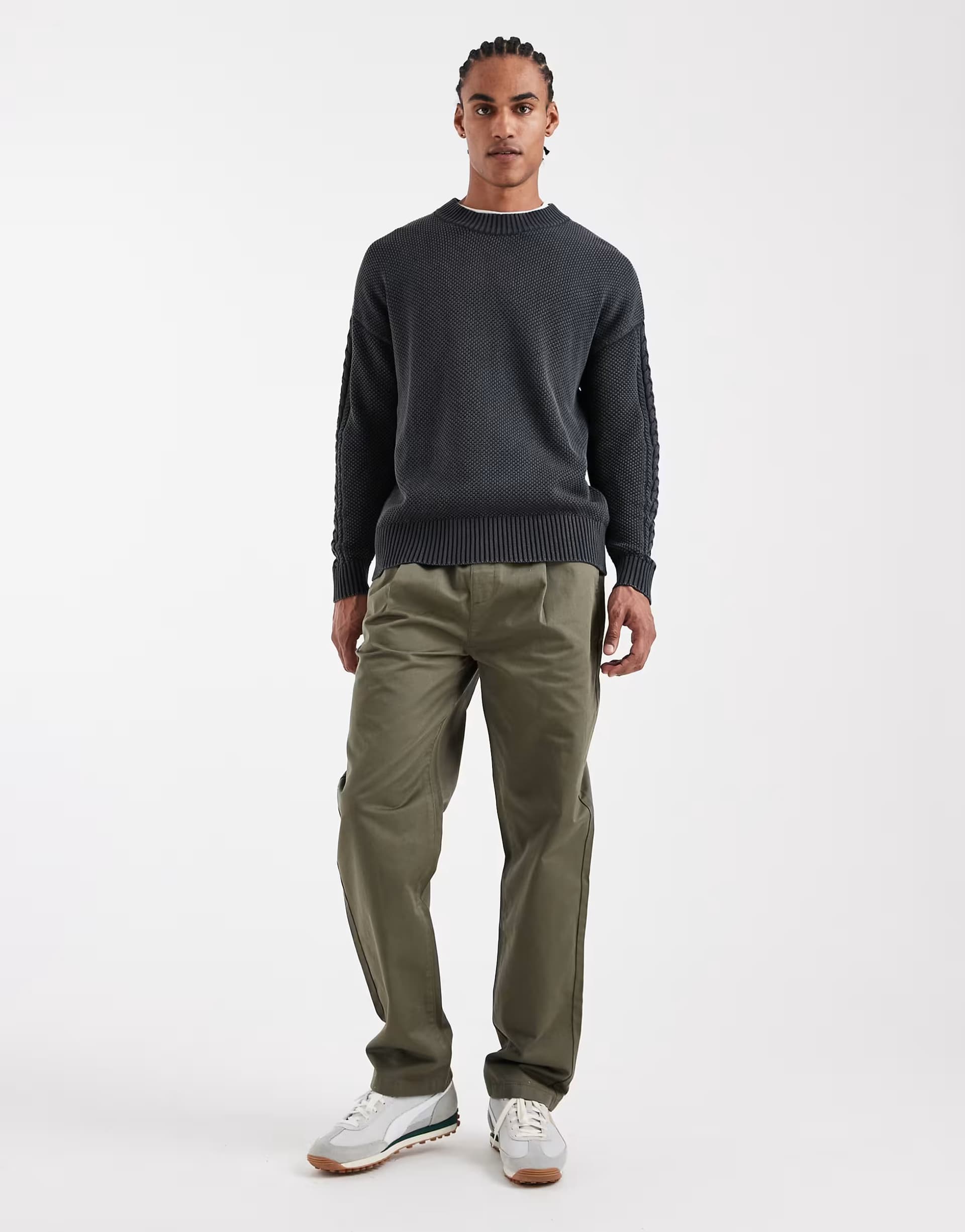 ASOS ASOS DESIGN co-ord straight trousers in khaki with pleats