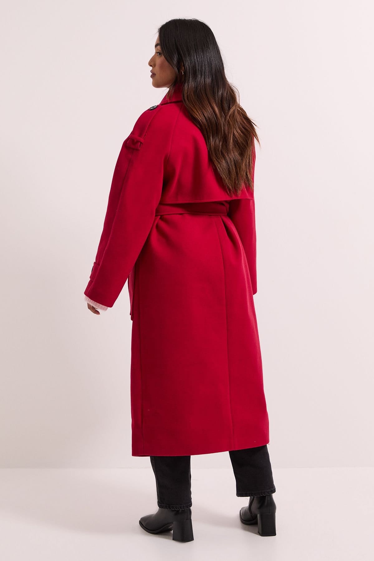 Dorothy Perkins Dorothy Perkins Women's Petite Belted Longline Coat in Red - 4