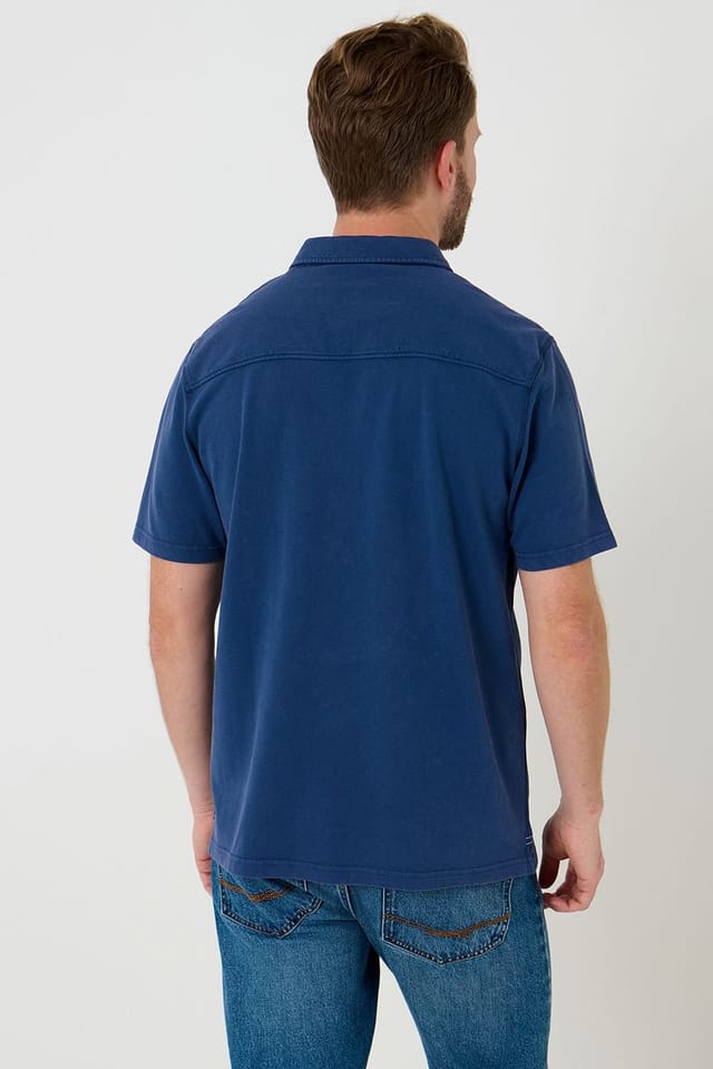 Saltwell Saltwell Men's Dyed Cotton Short Sleeve Polo Shirt in Indigo - 2