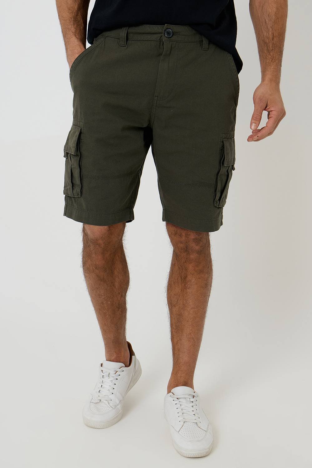 Threadbare Threadbare Men's Cotton 'Manchester' Cargo Shorts in Green - 2