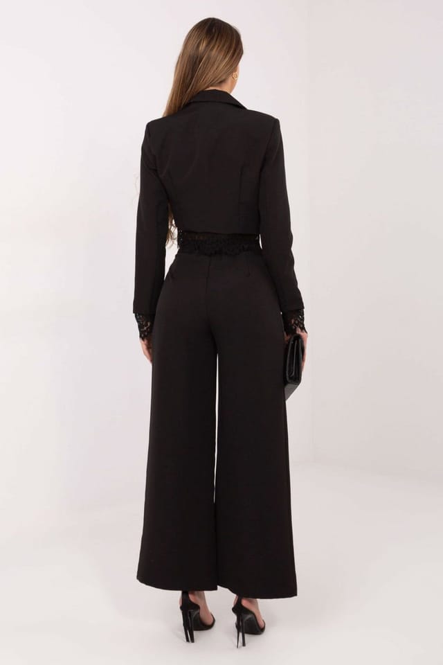Love Lace Love Lace Women's Elegant High Waisted Palazzo Trousers in Black - 3