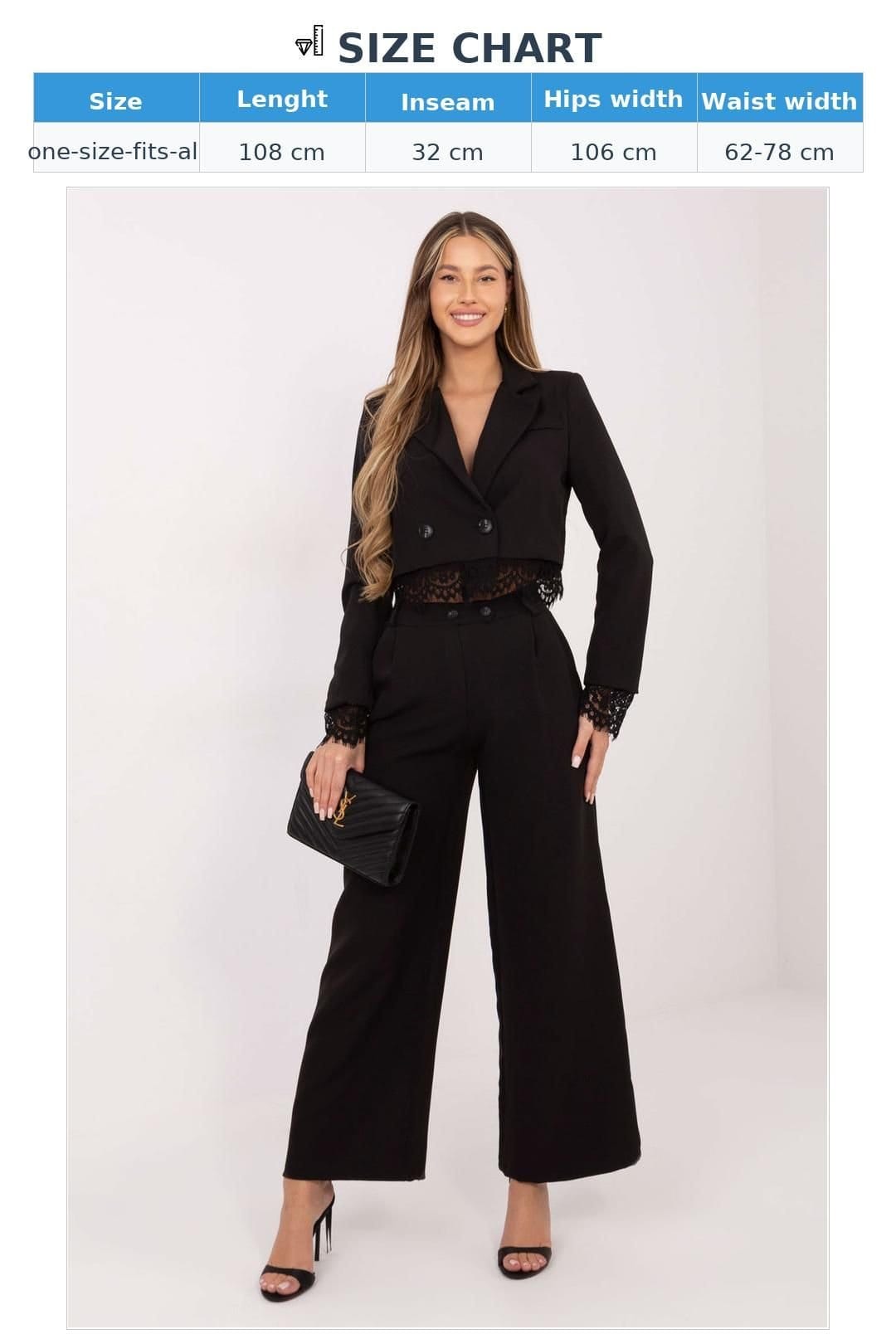 Love Lace Love Lace Women's Elegant High Waisted Palazzo Trousers in Black - 4