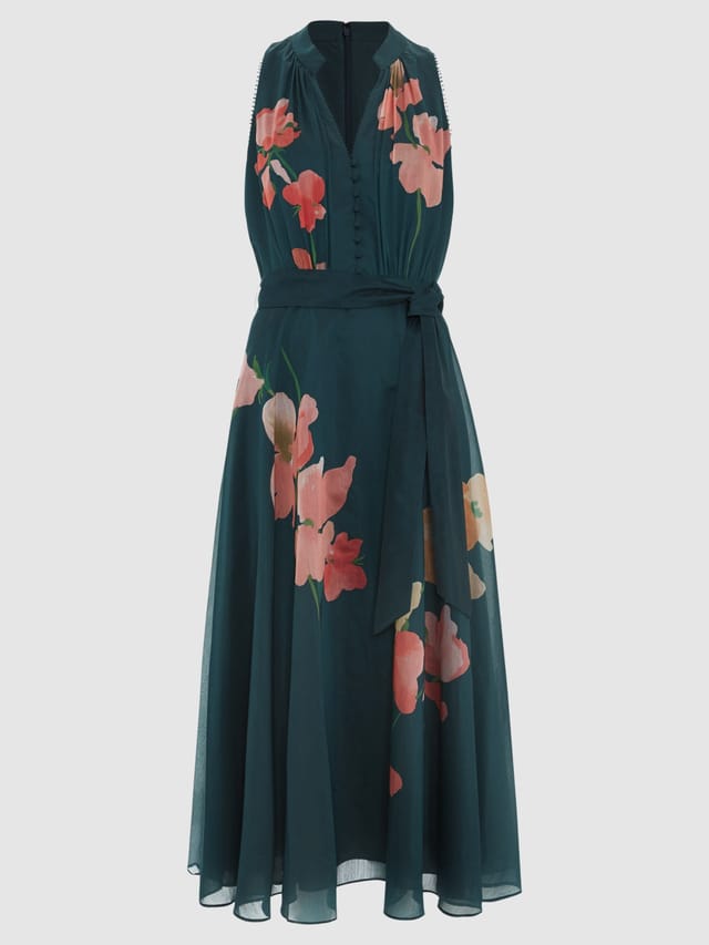 Phase Eight Phase Eight Women's Lucinda Tie Waist Midi Dress in Teal - 2
