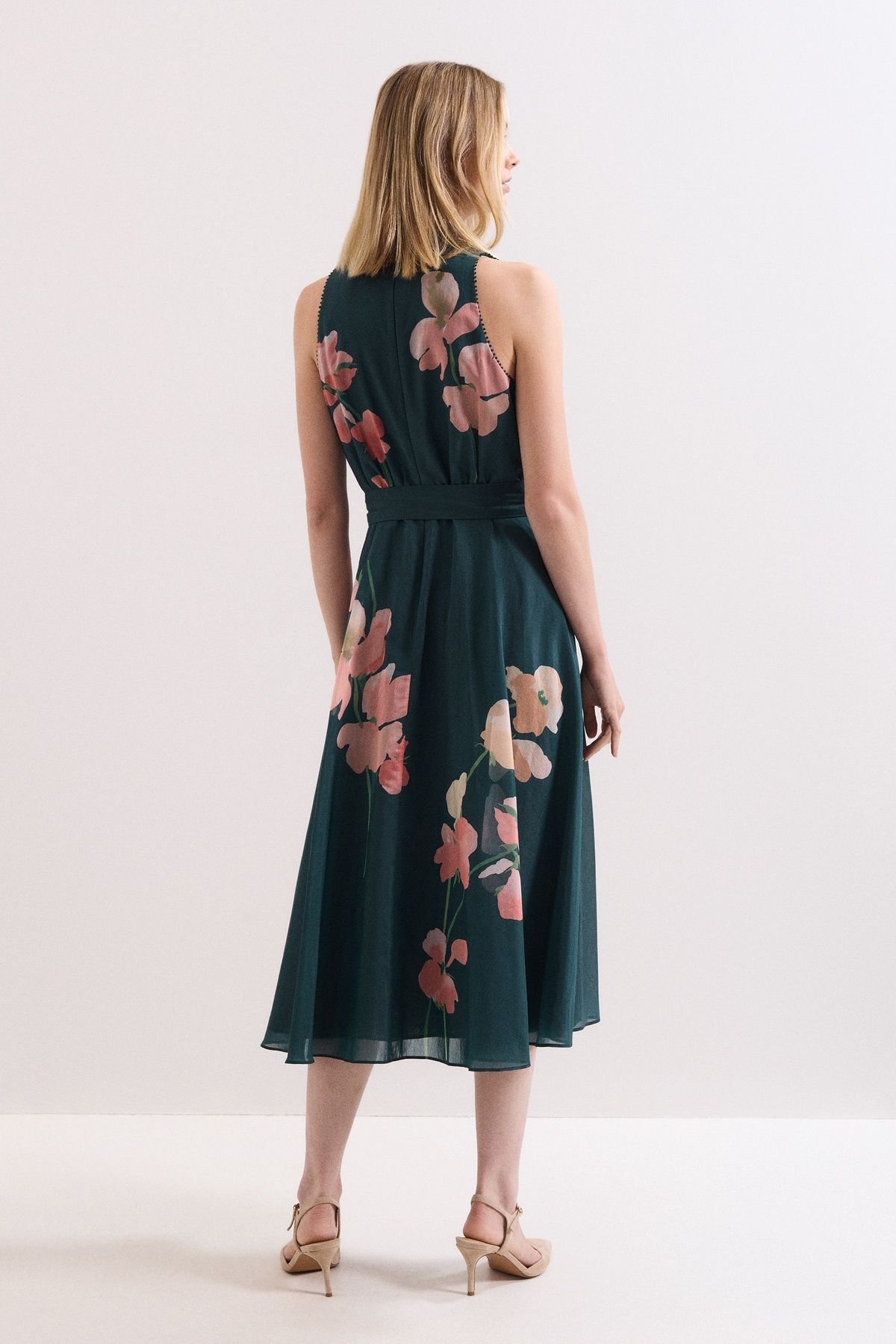 Phase Eight Phase Eight Women's Lucinda Tie Waist Midi Dress in Teal - 4