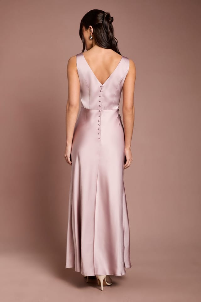Coast Coast Women's Sleeveless Satin Bridesmaid Dress in Dusty Rose - 3