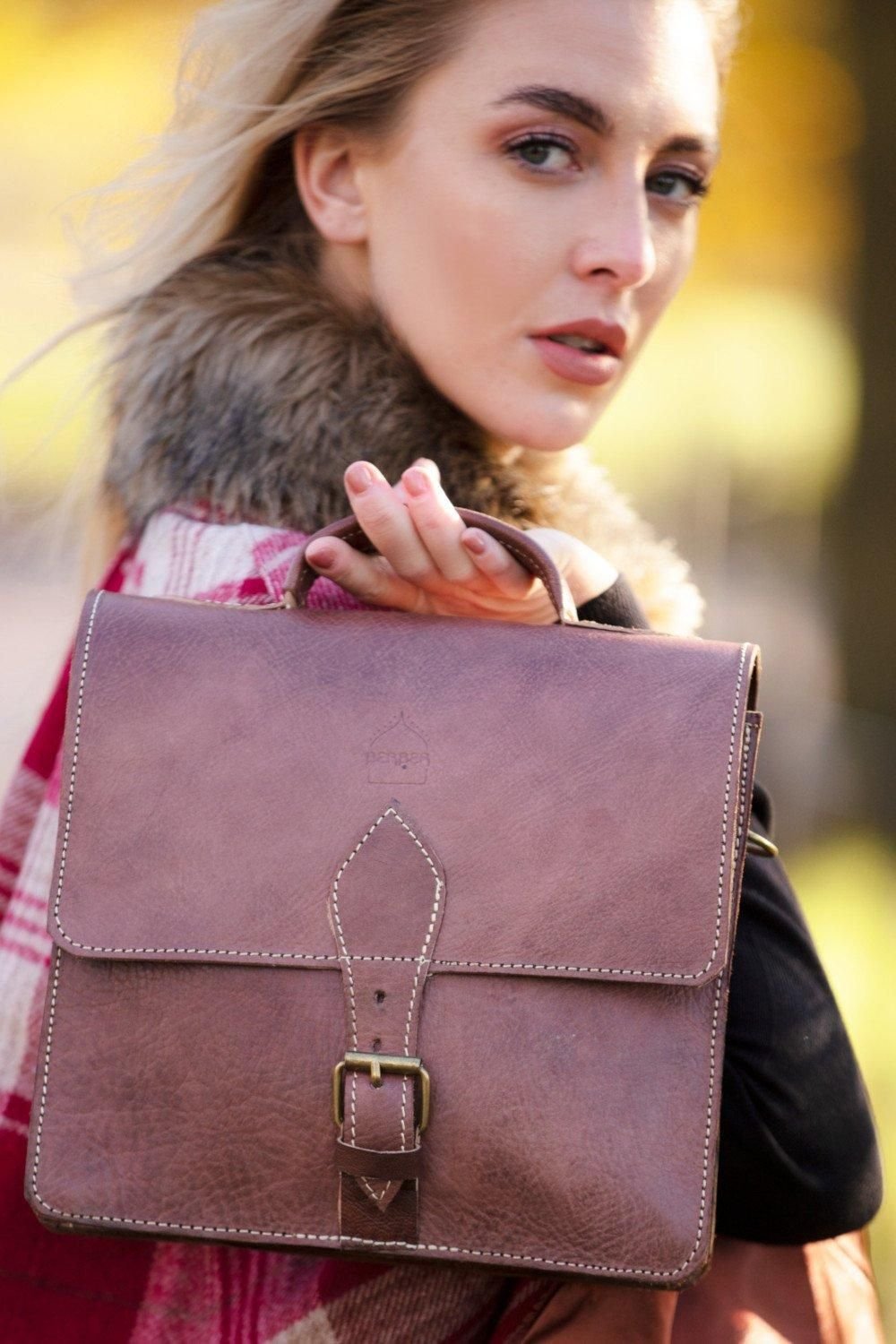 Berber Leather Berber Leather Women's 'The Casablanca' Mini Leather Satchel in Dark Brown - 2