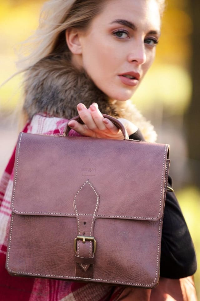 Berber Leather Berber Leather Women's 'The Casablanca' Mini Leather Satchel in Dark Brown - 2