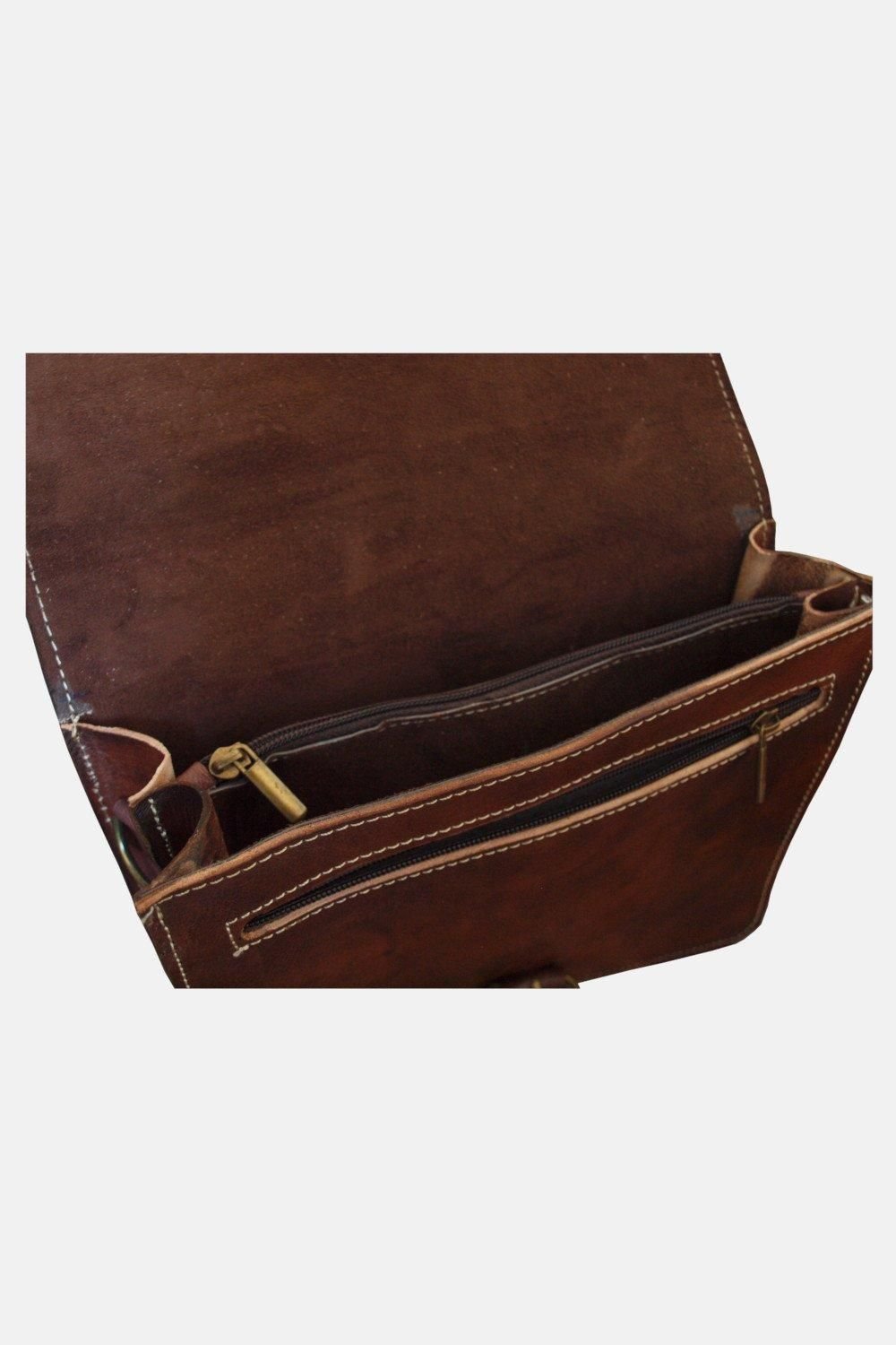 Berber Leather Berber Leather Women's 'The Casablanca' Mini Leather Satchel in Dark Brown - 3