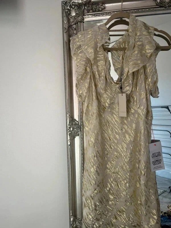 Never Fully Dressed Cream & Gold Dress New With Tags