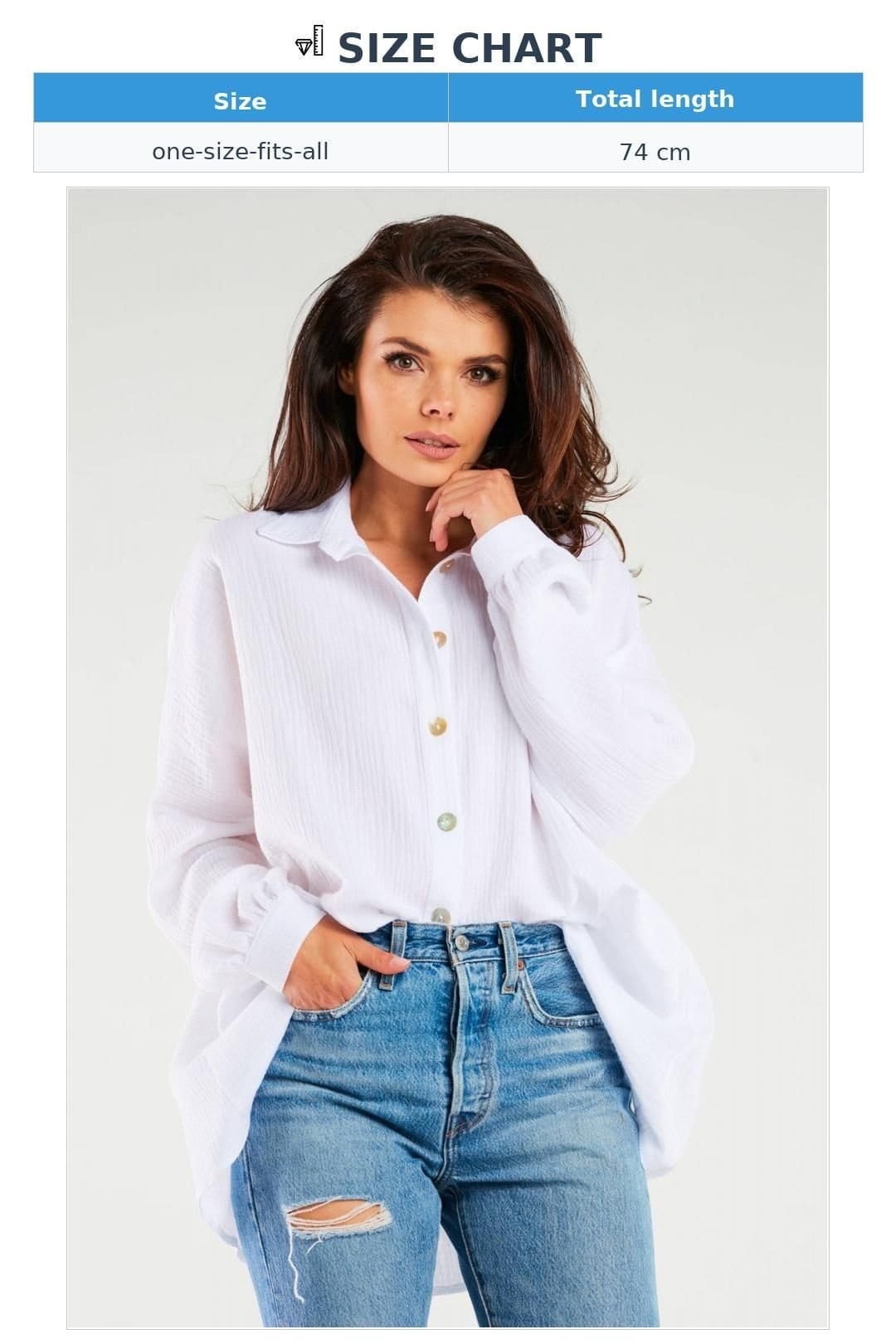 Love Lace Love Lace Women's Oversized Long Sleeve Button Shirt Adjustable Neck in White - 4
