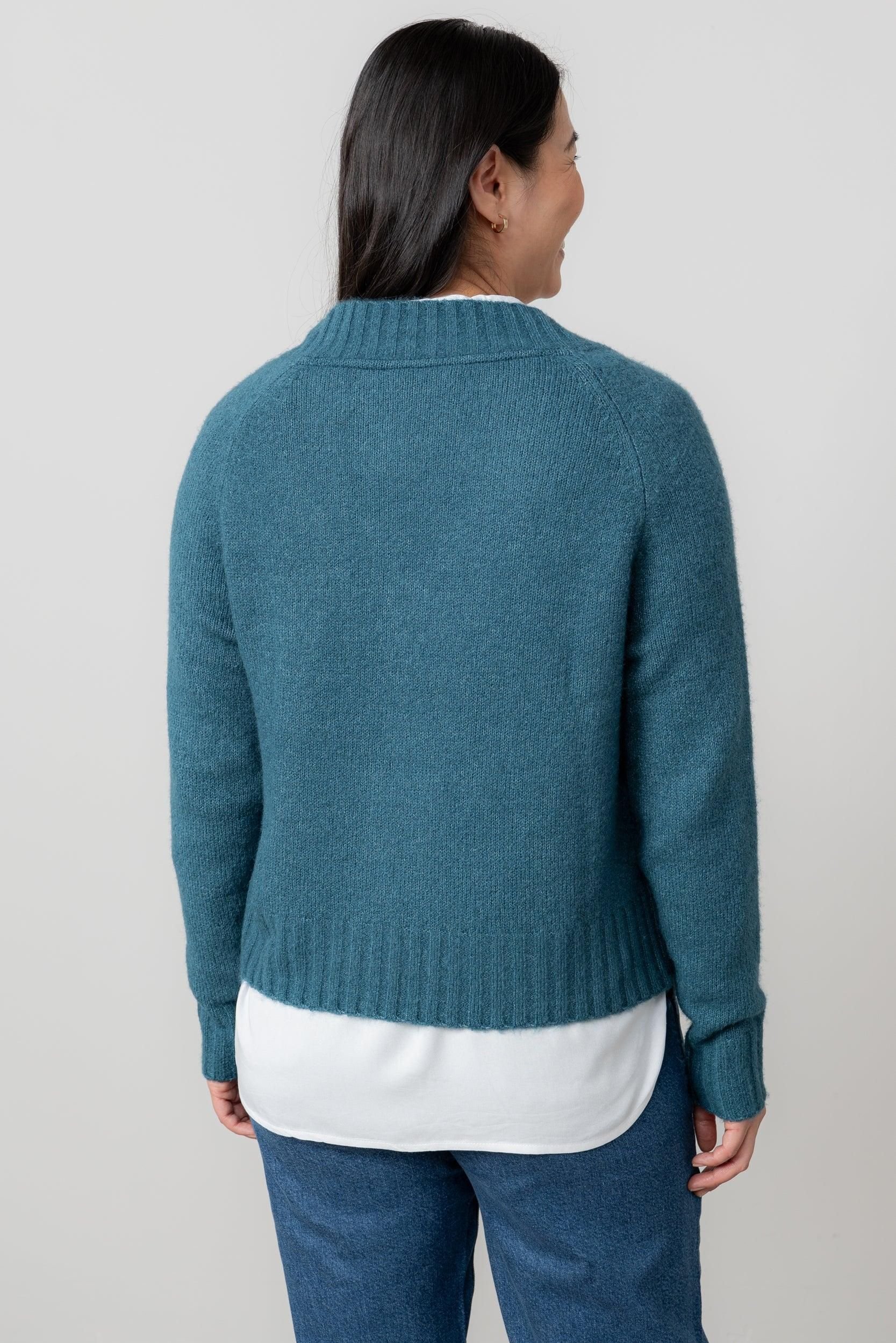 Lily & Me Lily & Me Women's Woodchester V-Neck Blended yarn Boxy Fit Jumper in Blue - 4