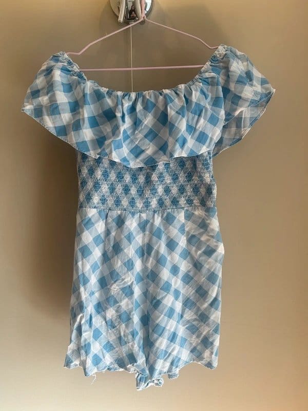 ASOS Light Blue & White Gingham Playsuit