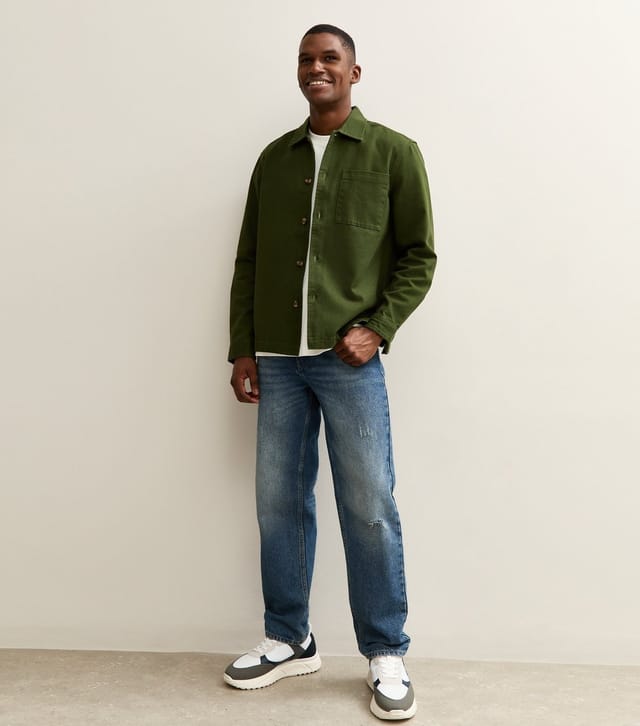 New Look Men's Green Boxy Heavyweight Twill Overshirt New Look - 3