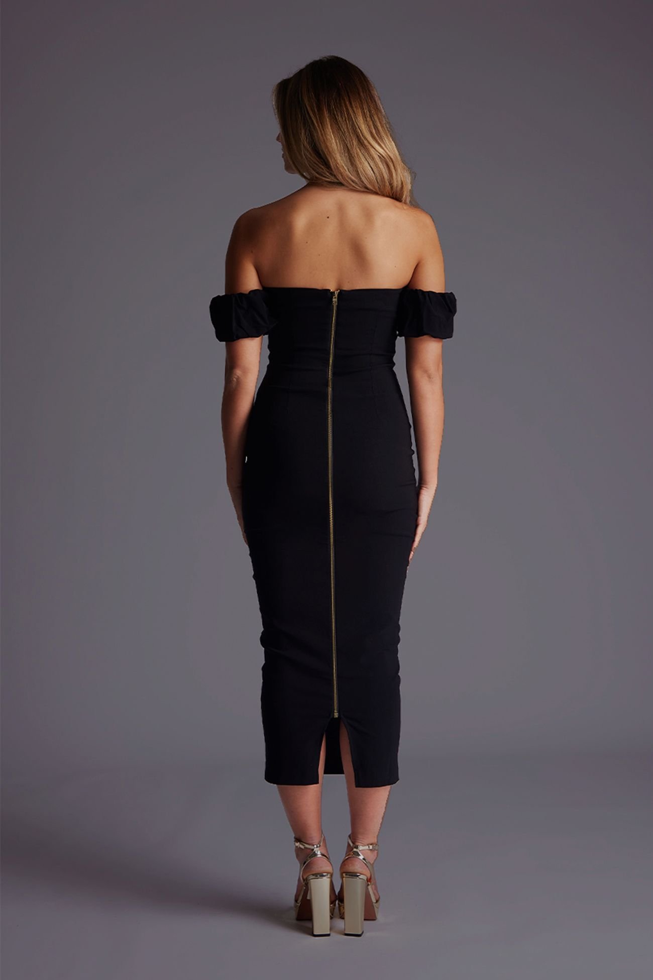 Vesper Vesper Women's Bardot Bodycon Midaxi Dress in Black - 4