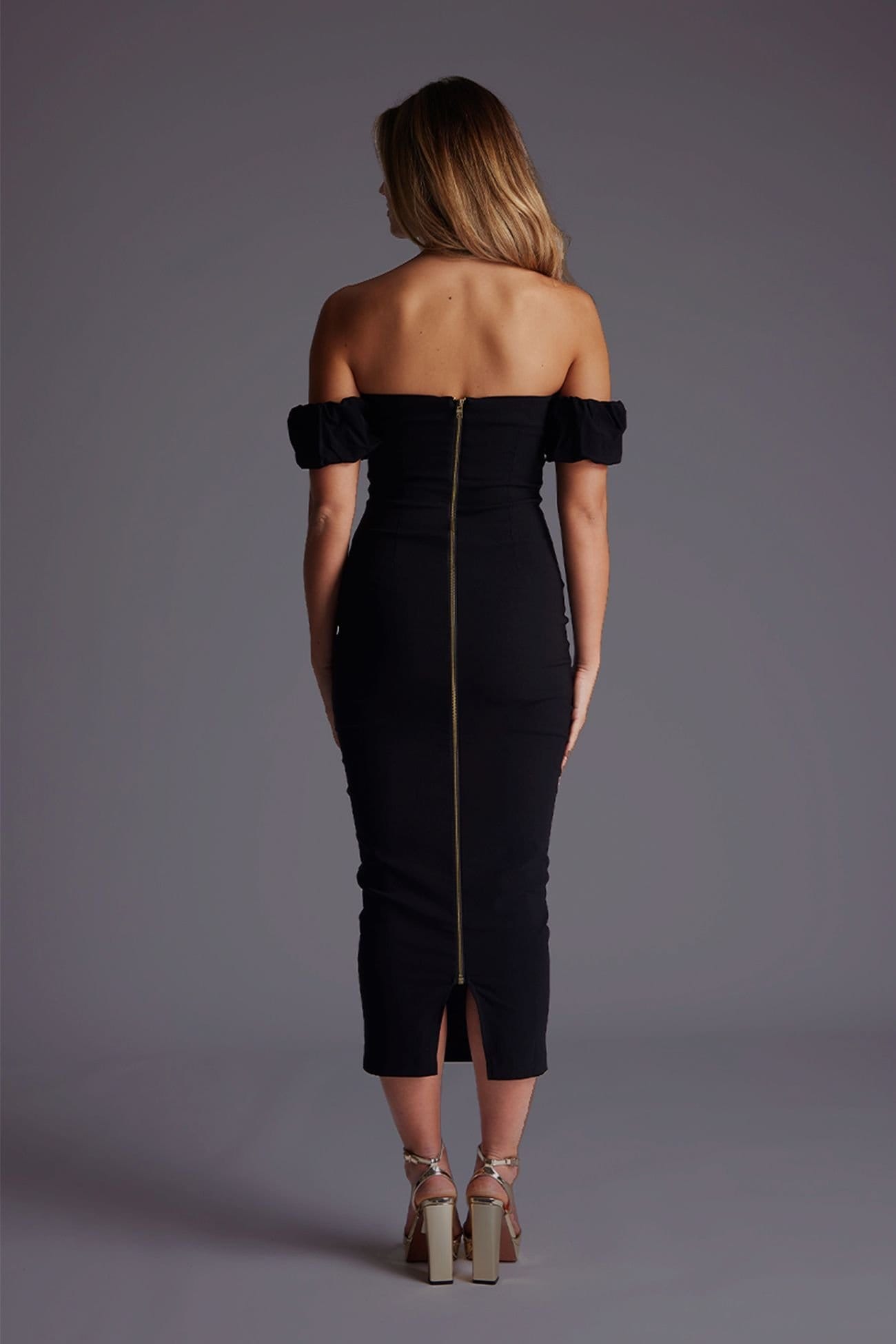 Vesper Vesper Women's Bardot Bodycon Midaxi Dress in Black - 4